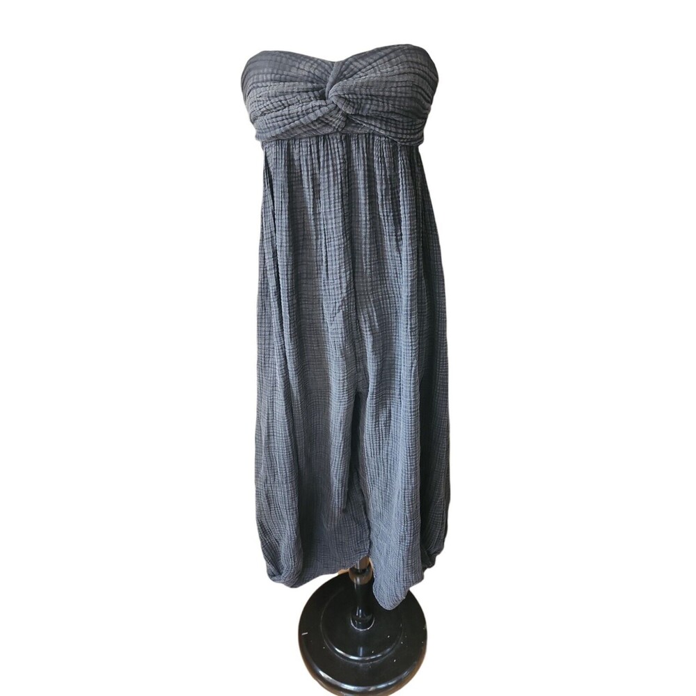 Anthropologie Harem Jumpsuit Womens XS Charcoal Waffle Knit Exaggerated Barrel